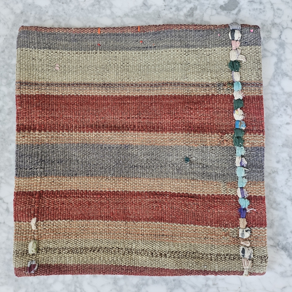 Woven Wool Kilim Rug Cushion Throw Pillow Cover Strips South Western Zip